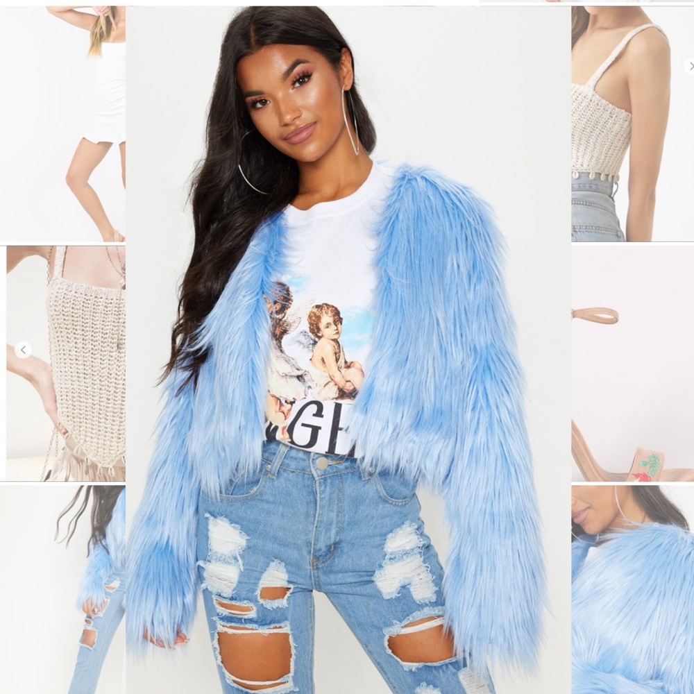 🌸2/40$🌸 NWT PrettyLittleThing Faux Fur Coat